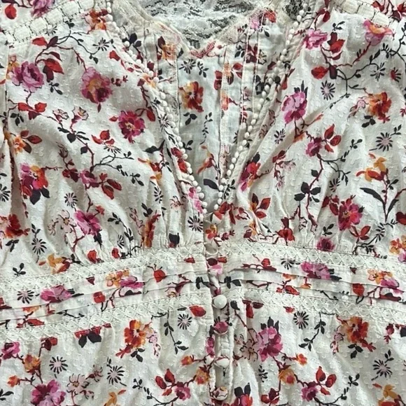 Anthropologie-Floral lace long sleeve blouse-Size 4-EUC - Picture 10 of 13